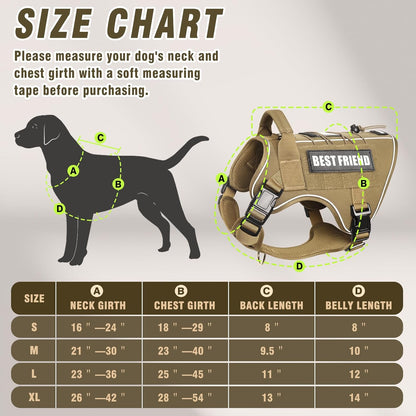 Tactical Dog Harness for Large Dogs,No Pull Military Dog Vest with Handle,Reflective Heavy Duty Pet Harness for K9 Working Walking Hiking Training Brown XL