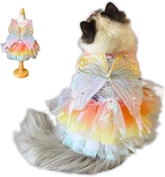 Cat/Small Dog Pretty Fairy Costume Clothing - Cute Dress Outfit for Spring Halloween Christmas Girl Party (2XL)