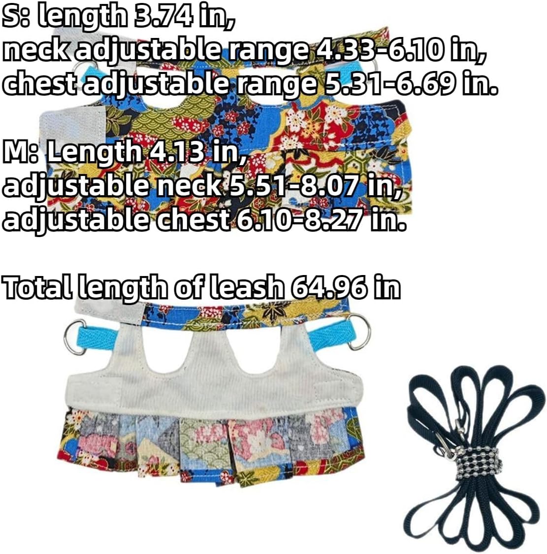 3 Sets Squirrel Leash and Harness Set,Traction Rope Strap, Ferret Harness Vest, Adjustable Flora Small Animal Harness Vest for Ferret, Dwarf Chinchilla, Guinea Pig, Fancy Rat (Small)