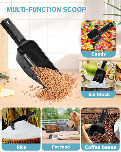 2 Cup Dog Food Scoop(2 Pack), Plastic Pet Food Scoop with Measuring Lines for Accurate Pet Food Portions,Dishwasher Safe (Black)
