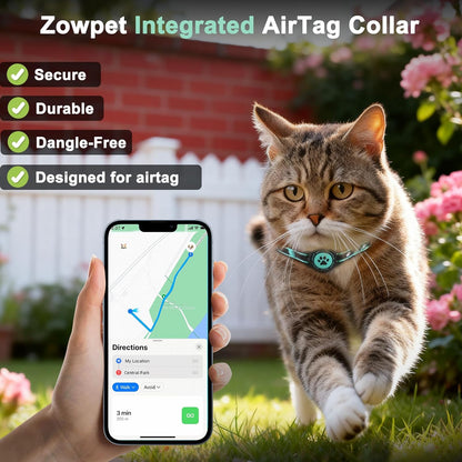 Airtag Cat Collar Breakaway, Reflective Cat Collar with AirTag Holder and Bell, Compatible with Apple Air Tag, Comfortable Padding, Adjustable, Durable (Turquoise, XS)