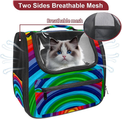 Rainbow Cat Carriers Dog Carrier Pet Carrier with Locking Safety Zippers for Cats, Kitties, Puppies and Small Dogs