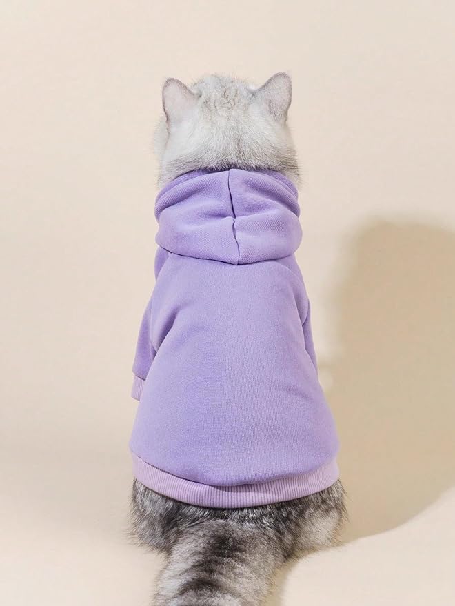 QWINEE Basic Dog Hoodie Sweatshirt Puppy Sweater Warm Cat Costumes Pet Clothes for Chihuahua Puppy Kitten Small Medium Dogs Mauve Purple Large