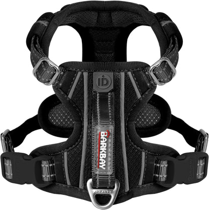 BARKBAY Dog Harness No Pull with ID Tag Pocket - Heavy Duty, Reflective, Easy Control for Large Dogs(Black,XS)
