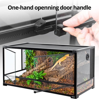 OIIBO Glass Reptile Terrarium, 40"x20"x20" Bearded Dragon Tank with One-Hand Opening Front Hinge Doors, Top and Front Ventilation, Reptile Habitat for Bearded Dragon Ball Python Snake Gecko Knock-Down