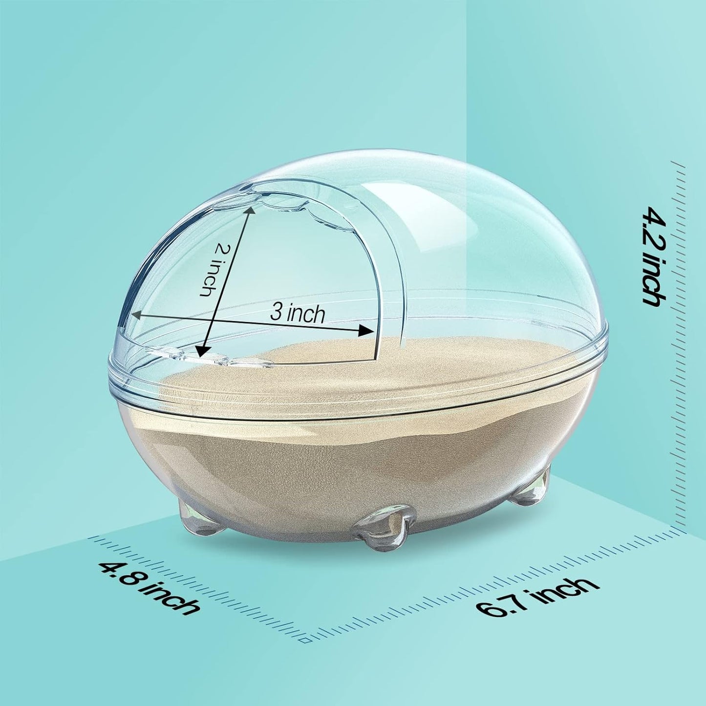 Hamster Bathroom,Hamster Bathtub Box,dust Bath for Hamster,Hamster Sand Bath Container,Hamster Bath,Hamster Bathing Bowl,Transparent Hamster Bathtub Toilet for Hamster Accessories (L)