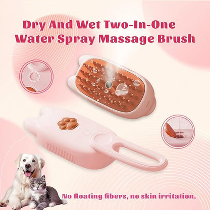Cat Brush Cat Steam Brush Rechargeable Steamy Pet Grooming For Shedding, Water Spray Massage Brushs, Dog Hair Removal Self Cleaning Brushs Steamer Wet Spa Comb (Pink)