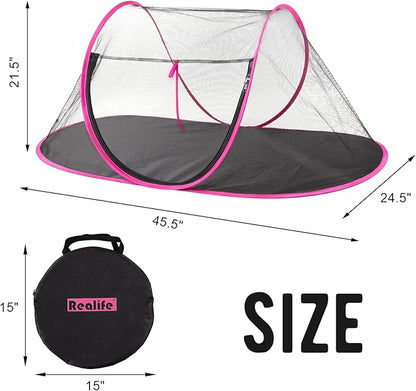 Realife Portable, Foldable Outdoor Cat Tent for Dogs and Small Animals, Rose Red