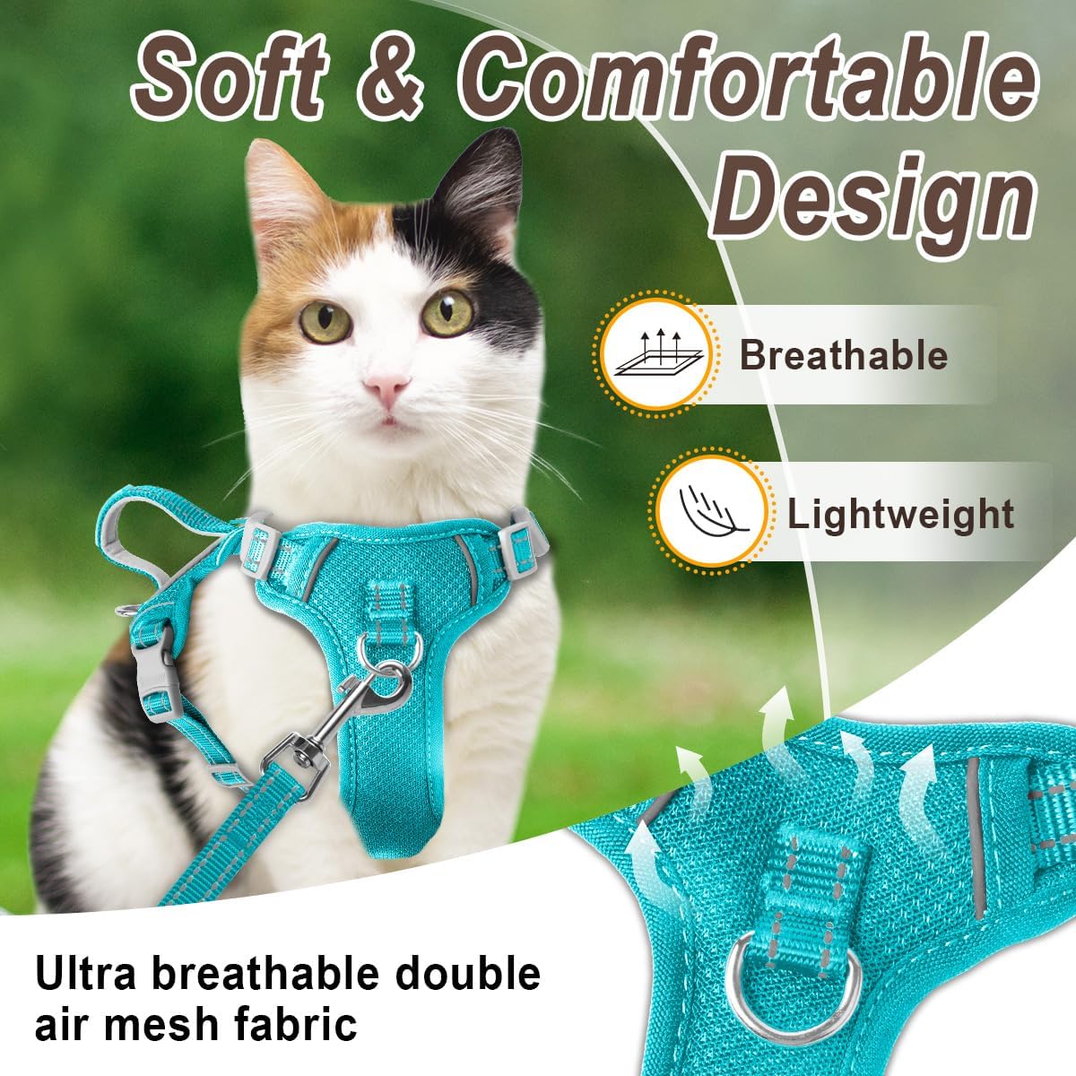 Cat Harness and Leash Set for Walking Escape Proof for Small Large cat Kitten Harness with ID tag Pocket (Blue,XXS)