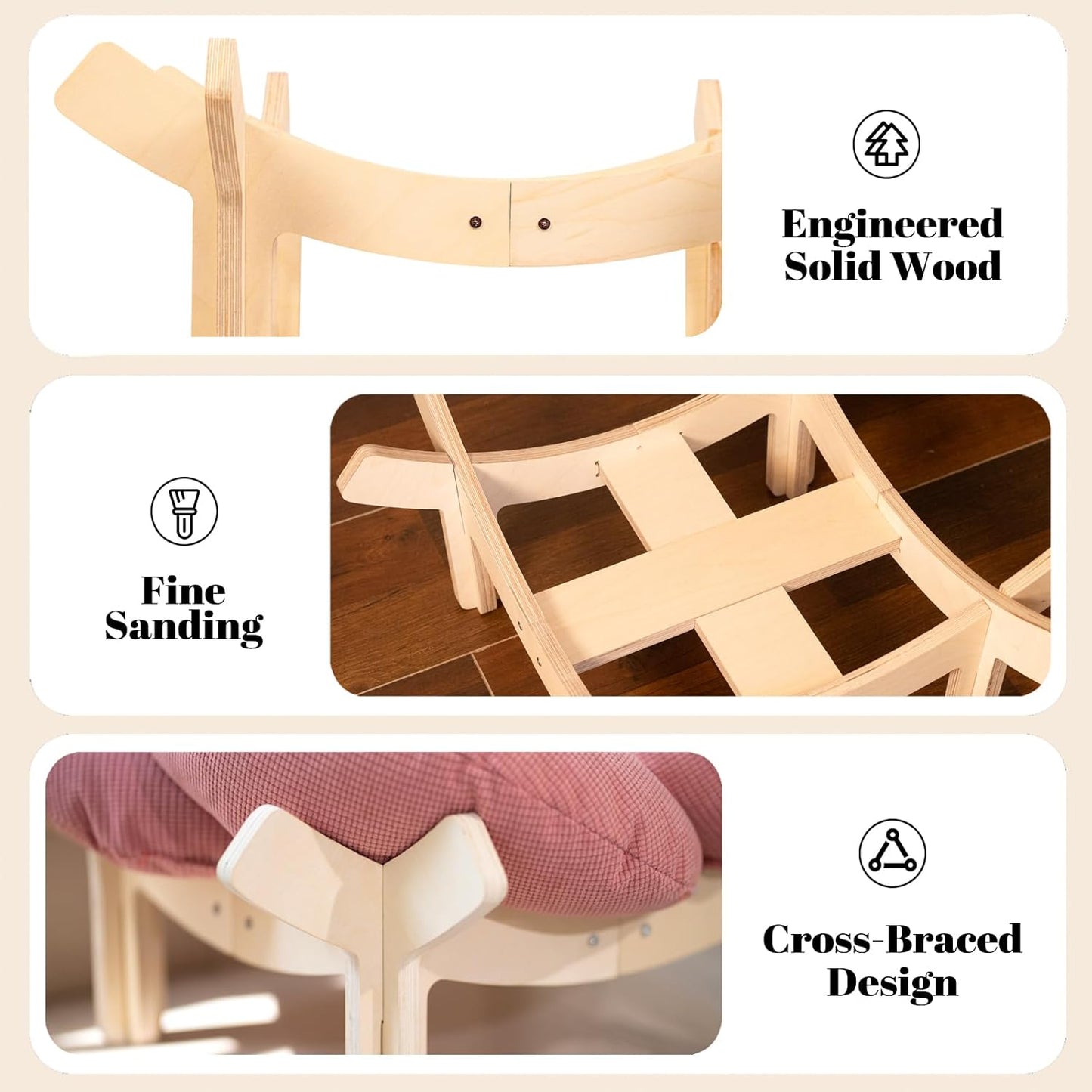 CHEERHOME PETS Elevated Cat Bed Wooden with Cushion Fluffy Pet Couch Sofa for Indoor Cats Raised Kitty Lounge Chair Suitable for Puppy, Cat Furniture(Pink)