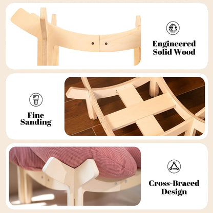 CHEERHOME PETS Elevated Cat Bed Wooden with Cushion Fluffy Pet Couch Sofa for Indoor Cats Raised Kitty Lounge Chair Suitable for Puppy, Cat Furniture(Pink)