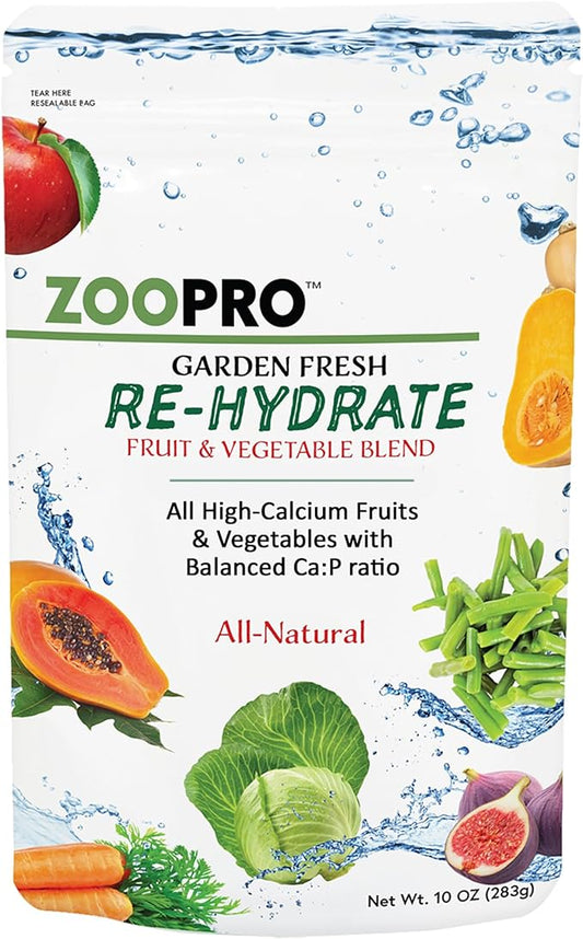 Exotic Nutrition Garden Fresh Re-Hydrate - High Calcium Dried Fruit & Vegetable Mix - for Sugar Gliders, Marmosets, Parrots, Conures, Iguanas, Turtles, Lizards, Bearded Dragons, & Other Small Pets