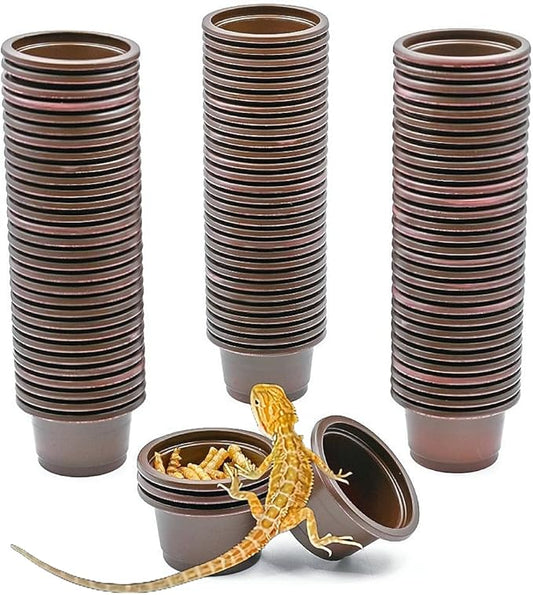 100pcs Eco Cups Crested Gecko Food and Water Feeding Cups, Reptile Feeder Bowls, for Lizard and Other Small Pet Ledge Accessories Supplies