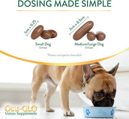 Ocu-GLO Vision Supplement for Small Dogs by Animal Necessity with Lutein, Omega-3 Fatty Acids, Grape Seed Extract and Antioxidants to Promote Eye Health in Dogs, 45ct Liquid Gelcaps