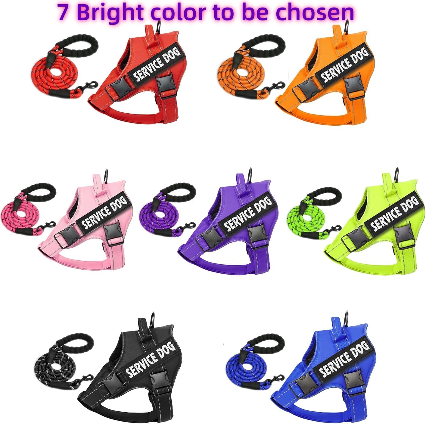 Custom Personalized No Pull Dog Harness with ID Name Phone Number and Rope Dog Leash Set, Heavy Duty Reflective Easy On Pet Vest Harness for X-Small Small Medium Large X-Large Dogs