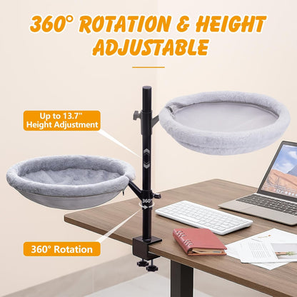 Cat Desk Bed,Sturdy Cats Bed for Desk,360° Rotating Cat Hammock Perch with Removable Washable Cover,Height Adjustable,Holds 40lbs - Perfect for Indoor CatsPerch