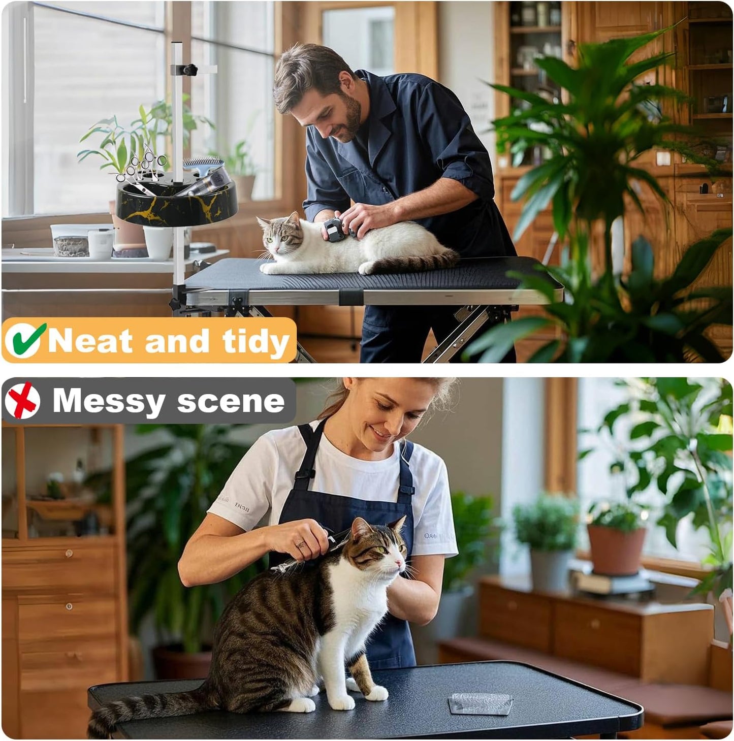 Compact Beauty Tool Organizer for Grooming Arm - Adjustable and Rotatable Scissor and Brush Holder