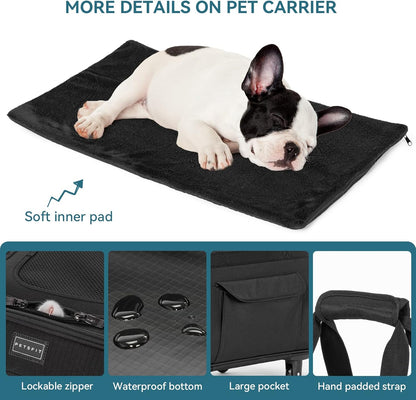 PETSFIT Extra Large Pet Carrier with Wheels- Rolling Dog Carrier for 2 Small Dogs, Large Cat Carrier on Wheels with Adjustable Safety Rope & Waterproof Bottom (𝑵𝒐𝒕 𝑨𝒊𝒓𝒍𝒊𝒏𝒆 𝑨𝒑𝒑𝒓𝒐𝒗𝒆𝒅)