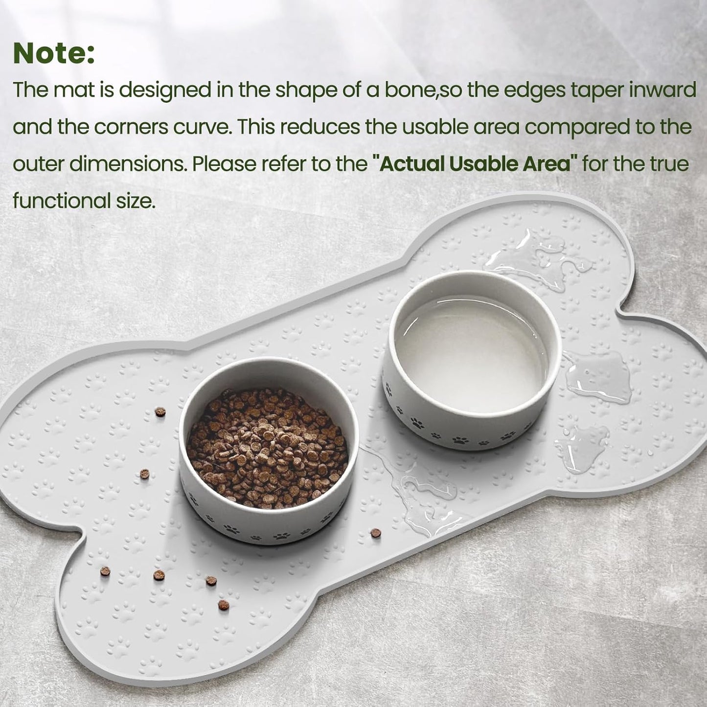 Dog Food Mat Anti-Slip Silicone Dog Bowl Mat Thicker Pet Placemat Waterproof Cat Feeder Pad with Raised Edge Puppy Kitten Feeding Mats Suitable Small Medium-Sized Dogs Cats Eating Tray