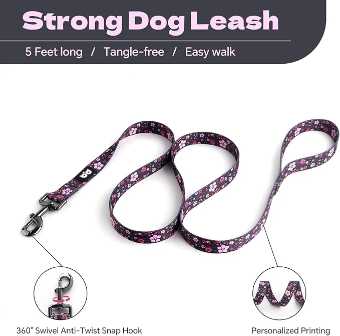 QQPETS Dog Harness Leash Set Adjustable Heavy Duty No Pull Halter Harnesses for Small Medium Large Breed Dogs Back Clip Anti-Twist Perfect for Walking