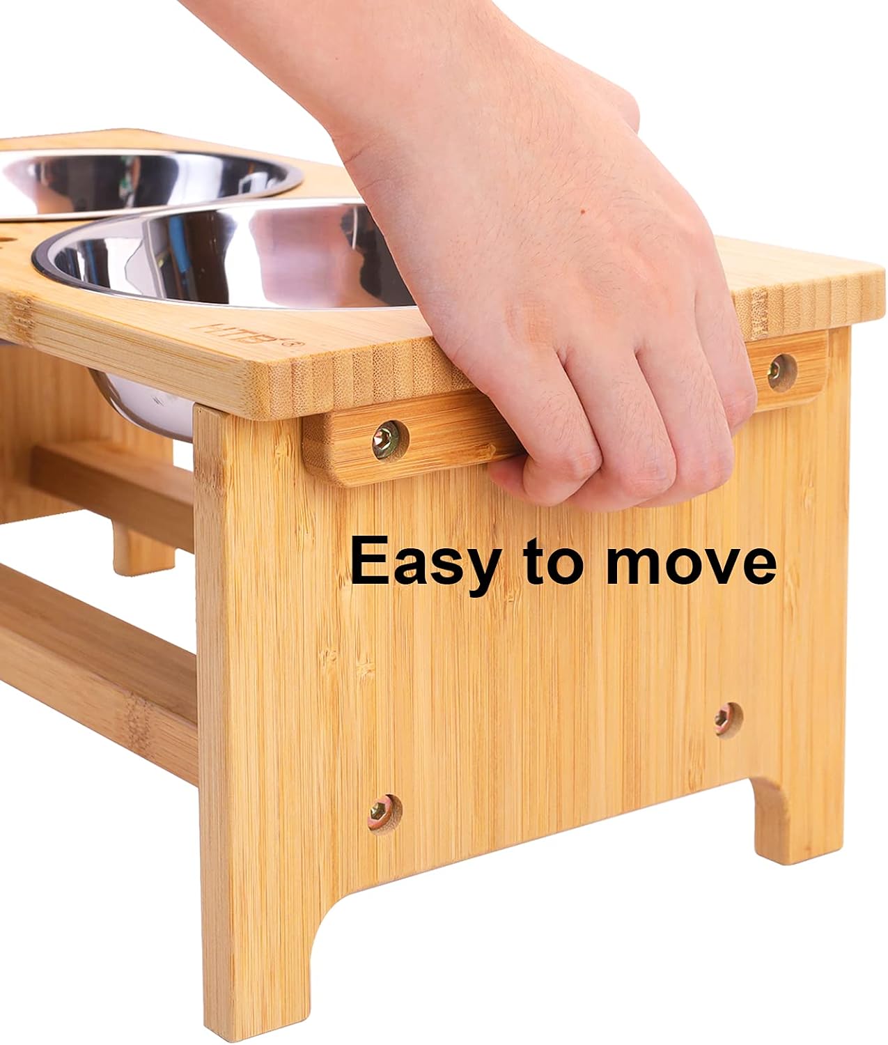 HTB Elevated Dog Bowls,Raised Dog Bowl Stand with 2 Stainless Steel Bowls,Elevated Raised Dog Bowls for Large Medium Small Sized Dogs
