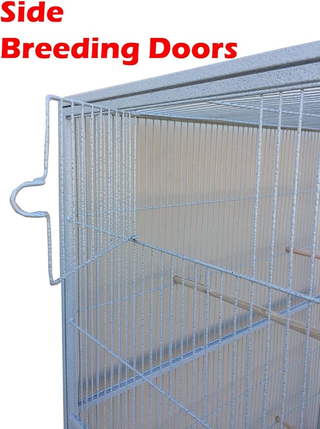 54" Large Wrought Iron Breeding Flight Canary Parakeet Cockatiel Lovebird Finch Cage Side Nesting Doors with Removable Rolling Stand