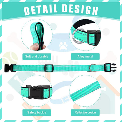 Sanwuta 12 Pcs Reflective Puppy Dog Collars Bulk for Litter Dogs Adjustable Safety Nylon Collars with Locking Buckle Soft Padded Breathable Puppy Collar for Cats Pets(Small)