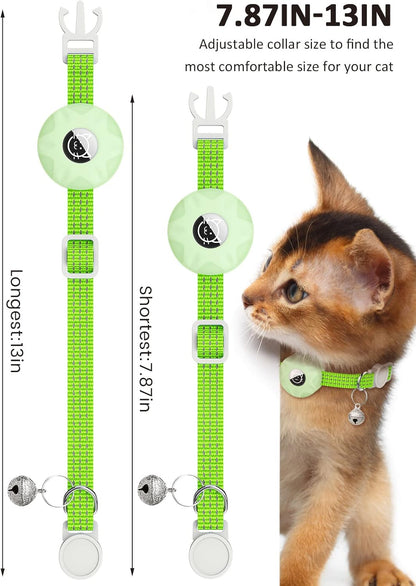 Apple AirTag Cat Collar, GPS Tracker Kitten Collar with Breakaway Feature, Lightweight and Reflective, Perfect for Cats and Puppies (Luminous Green)