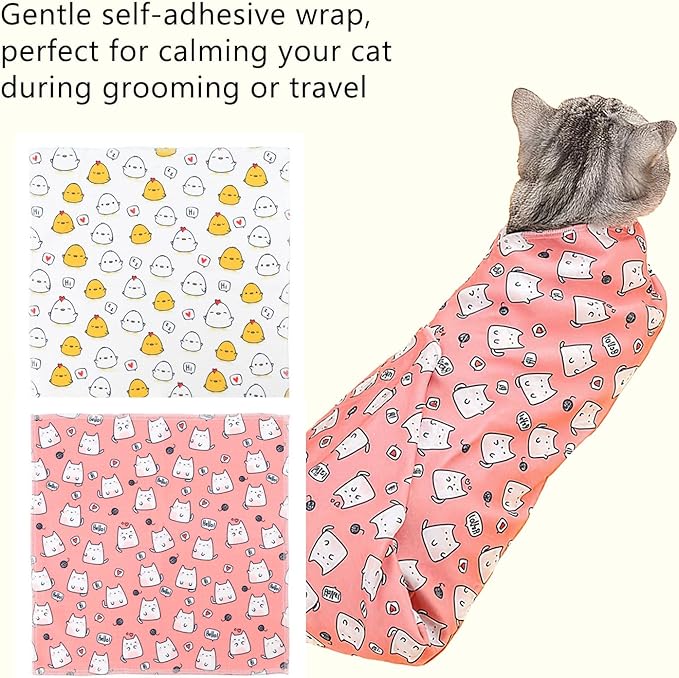 21.7'' Cat Grooming Bag for Nail Trimming - Escape Proof Pet Restraint Wrap for Cats, Calming Swaddle Burrito, Anti-Scratch Anti-Runaway & Anti-Bite, Easy Cat Clipping & Care (M (up to 6 lbs))