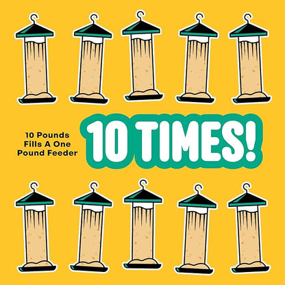 No Mess with Fruit Wild Bird Seed – 10 lb. 100% Edible Shell-Free Blend with Sunflower Hearts, Peanuts, Tree Nuts, Pumpkin Seed & Real Fruit – No Waste Bird Seed for Outside Feeders