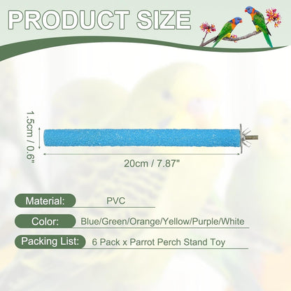 Parrot Perch, Wooden Parrot Perch Stand Toy, Paw Grinding Stick, Bird Cage Accessories, 7.87 x 0.6in (6 Colors, 6 Pcs) Birds Toys Intended for Cage/Parakeets/Conure/Budgie