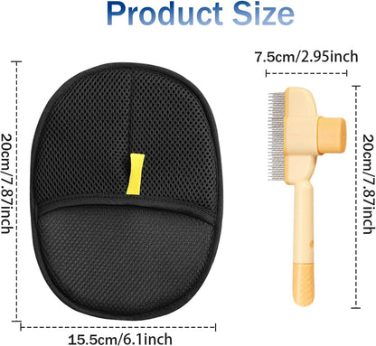 2 Pcs Pet Hair Removal Glove with Cat Comb,Reusable Electrostatic Pet Cat Dog Hair Remover Grooming Gloves Brush Tool for Couch,Furniture,Carpet,Car Seat