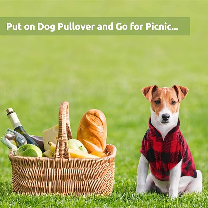 KAMA BRIDAL Spring Autumn Winter Coat Pullover Fleece Vest for Cats Small and Medium Dogs Thin Sweater Red & Black Plaid (Red, XS)