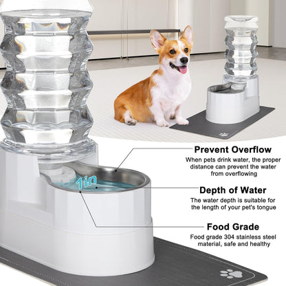 RIZZARI Large Water Dispenser for Dogs: 9L Automatic Stainless Steel Gravity Raised Pet Feeder for Senior Pet Dogs with Neck Pain Garage Living Room