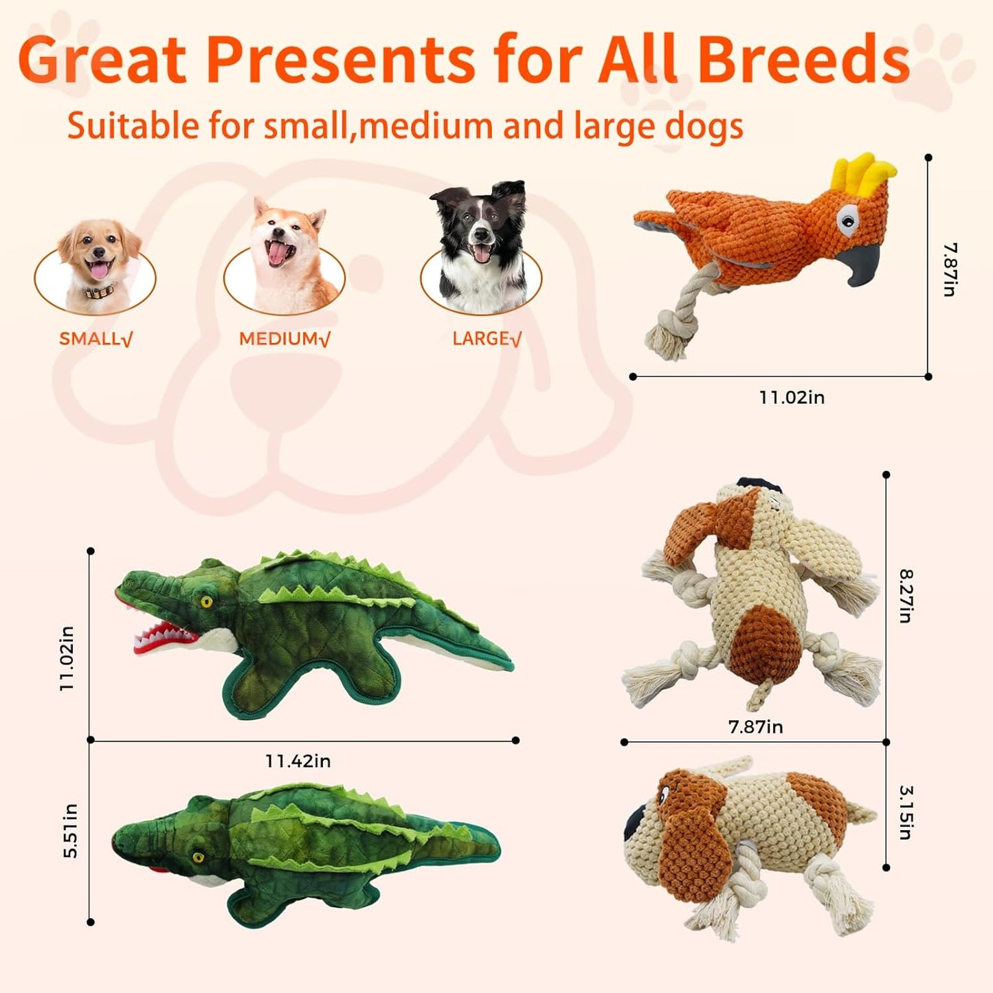 3 Pcs Dog Squeaky Toys, Squeaky Stuffed Toy for Dog, Puppy Chew Toys to Keep Them Busy Interactive Puppy Toys with Squeakers Stuffed Animal Pet Plush Toy (Green)