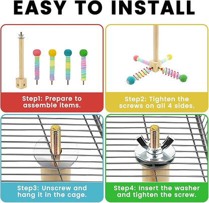 Upgraded Parrot Perch Toy,Rotating Bird Perch Stand with Chew Ball Toy for Small&Medium Birds,Bird Cage Accessories for Parakeets Cockatiels Lovebirds Conures Finches Budgies