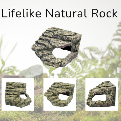 Resin Reptile Hideout Cave,Natural Habitat Decor for Bearded Dragon, Leopard Gecko, Lizards & Turtles,Terrarium Tank Accessories