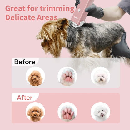 Professional Household Waterproof Low Noise Pet Hair Clippers Electric USB Rechargeable Painless Grooming Tools Hair Grooming Trimmer for Small Medium Dog Cat AP005 Green