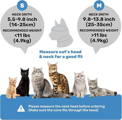Cat Recovery Collar, Soft Adjustable Cat Cone Alternative, Lightweight Waterproof Fasteners Collars for Cats Kittens Puppies, After Surgery Stop Licking, Post-Surgery or Skin Protection