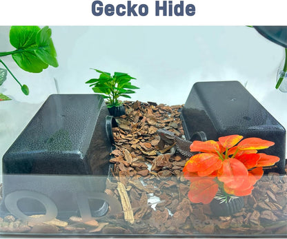Small 2 Pcs Durable Reptile Hide Box, Ball Python Hide, Leopard Gecko Hide, Bearded Dragon Hide, Easy to Clean Reptile Hides Cave for Tank, Snake Hide Enclosure (7.48" x 4.72" x 2.56")