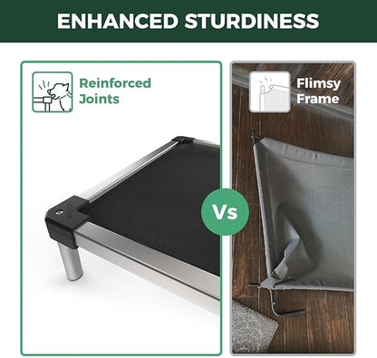 FXW TitanNest Chew-Proof Elevated Dog Bed, Raised Cot for Indoor/Outdoor/Camping Use, Durable & Waterproof Cooling Pet Bed with Exclusive Cover for Small Dogs, 36.0" L x 24.0" W x 4.5" H, Black