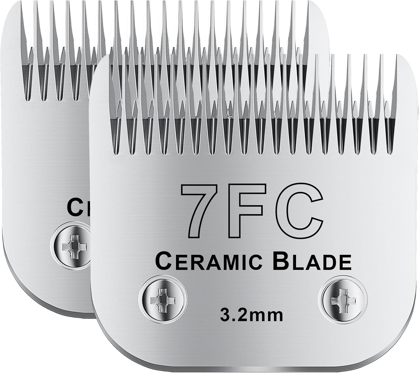 7FC# Detachable Pet Dog Grooming Clipper Ceramic Blade,Compatible with Andis Size 7FC Cut Length 1/8”(3.2mm),Compatible with andis/wahl/Oster Dog Clippers 2PCS