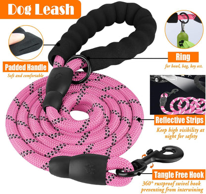 No Pull Dog Harness, Collar & Leash Set | Includes Dog Seat Belt, Collapsible Bowls & Poop Bag Dispenser. Ideal for Training, Walking, Hiking. Fits Small to Large Dogs(Pink-XL)
