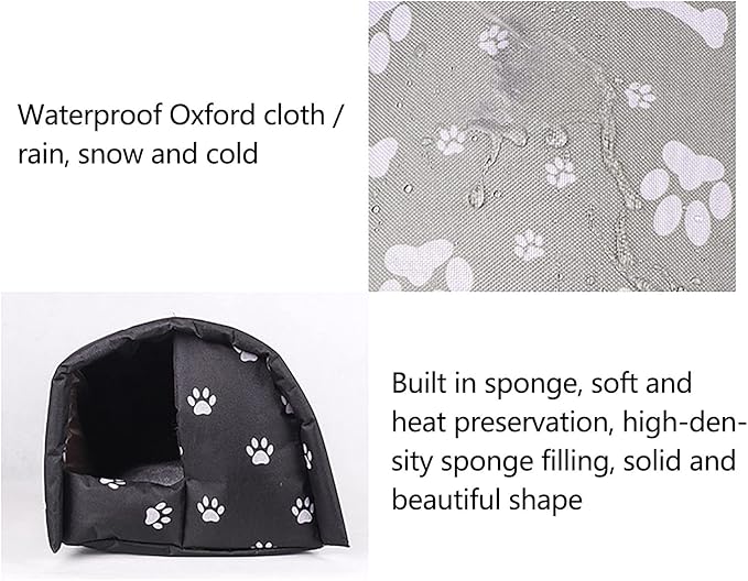 Outdoor Feral Cat House Winter, Weatherproof Waterproof Rainproof Foldable Cotton Filled Thicken Stray Feral Cats Dogs Tent Shelter Home Keep Warm Outdoor Indoor Garden (Large - 3 Cats)