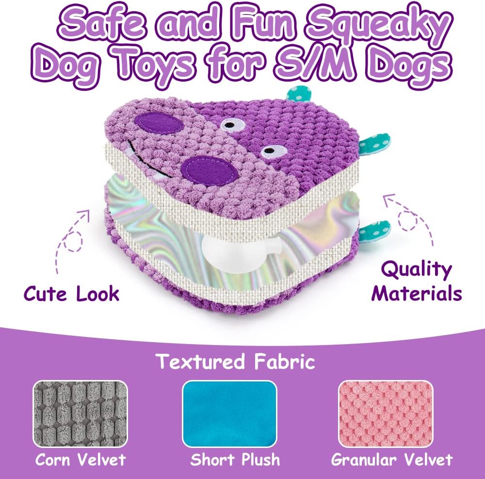 AWOOF No Stuffing Dog Toys - 8 Pack Squeaky and Crinkle Plush Toys for Small Medium Dogs, Durable for Aggressive Chewers, Cute Puppy Textured Animals