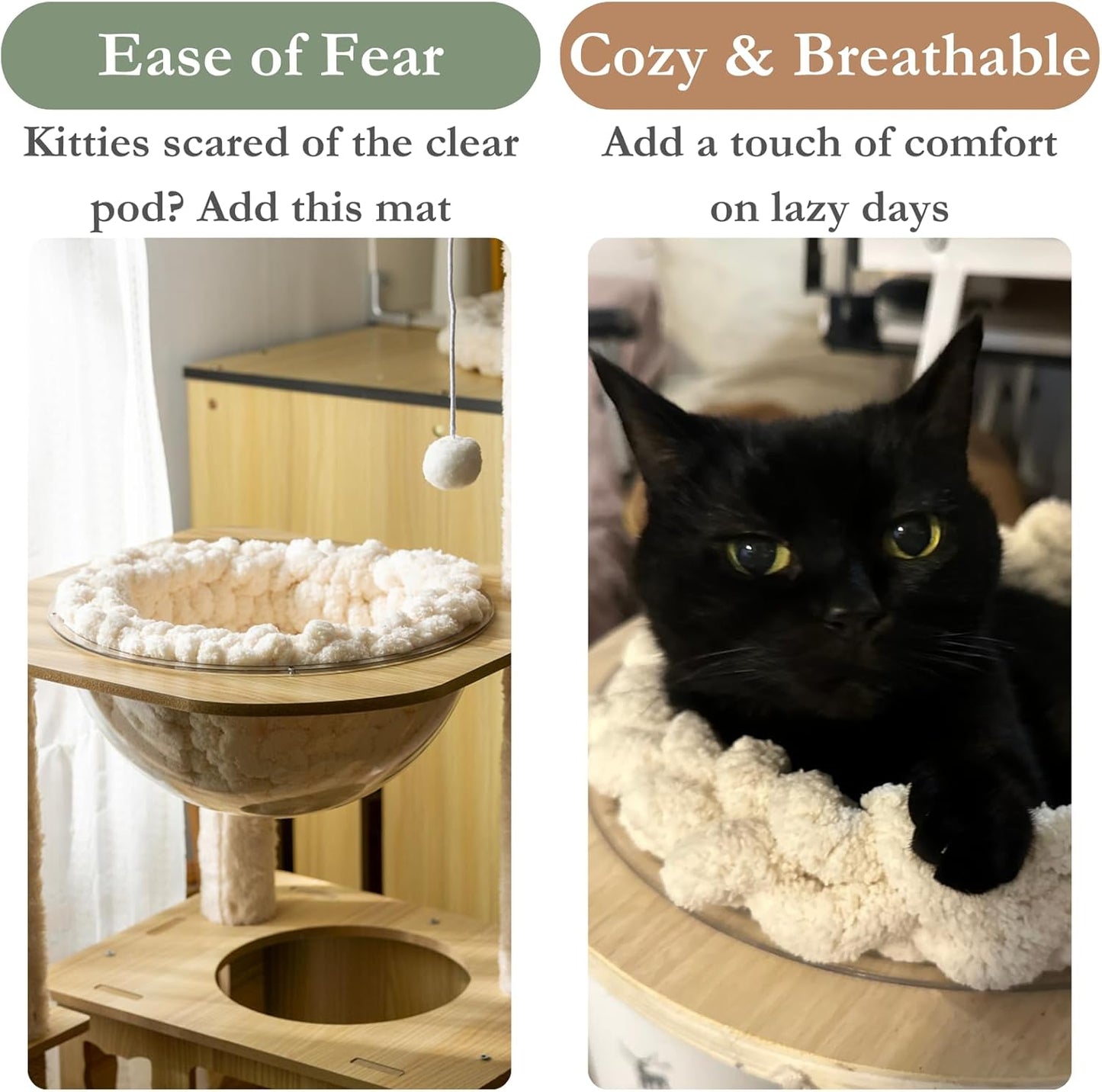 Cat Knitted Bed Mat, Extra-Soft Washable Warm Round Pads Cushions for Indoor Kittens, Cat Trees Towers, Perfect for Kneading and Sleeping (Green,Medium)