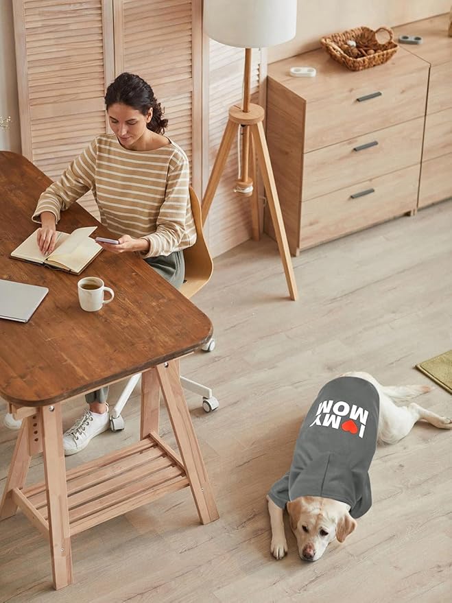 GreenJoy Dog Sweater Dog Hoodie Cold Weather Dog Coat Hooded Sweatshirt for Puppies,Cats, Small Medium Large Dogs (Grey(I Love My Mom), X-Large)