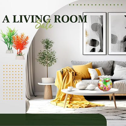 Jexine 12 Pack Plastic Fish Bowl 48 Pcs Floating Fake Goldfish 12 Pcs Artificial Aquatic Plant 2.65 Pound Tank Rock for Aquarium Tank Party Table Centerpiece Decoration Accessories(Colored Stone)