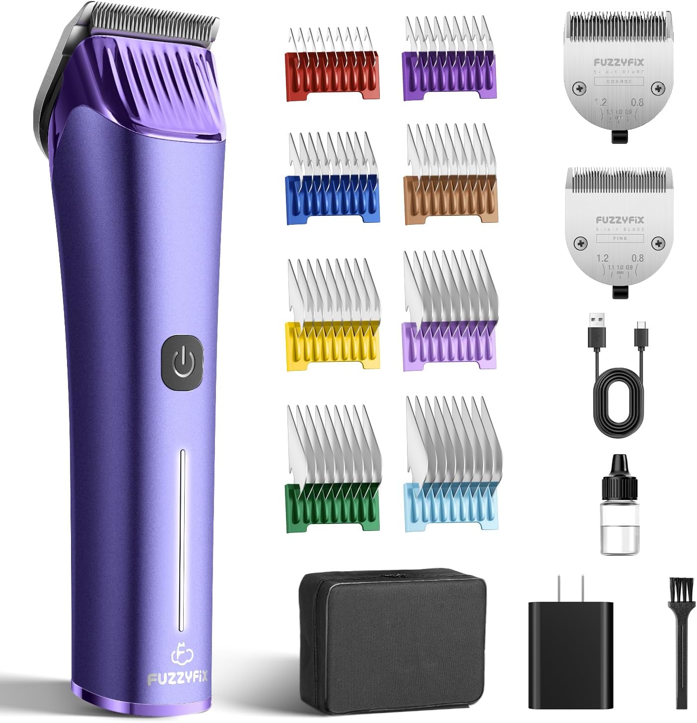 Professional Dog Grooming Clipper with Replacement Blade, 5-in-1 Adjustable Blade Cordless Pet Grooming Kit 2 Speed Trimmer Hair Shaver with Detachable Metal Combs Nova for Animal Horse
