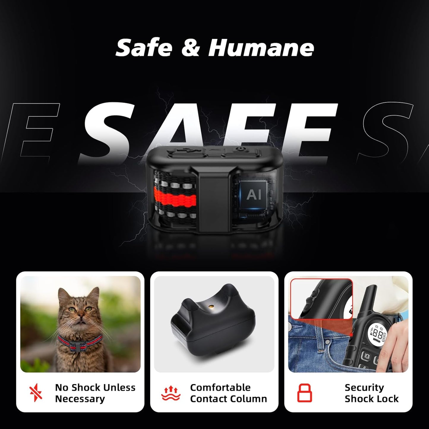 Tiniest Cat Shock Collar, Lightest Cat Training Collar with Remote for Small Cats 5-15lbs & Medium Large Cats/Puppies, Waterproof, Rechargeable, 1300ft Range（Red）